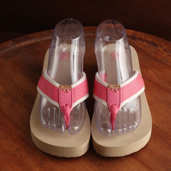 Tory Burch Pink and Tan Platform Sandals - Picture 2 of 12